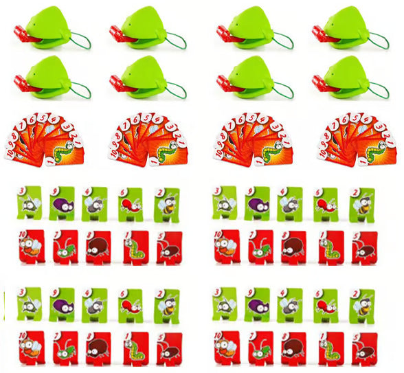 Funny Lizards Mask Toy Frog Tongue-Sticking Tiktok Same Two-Player Card Game Desktop Interactive Toys Parent-Child Party Games