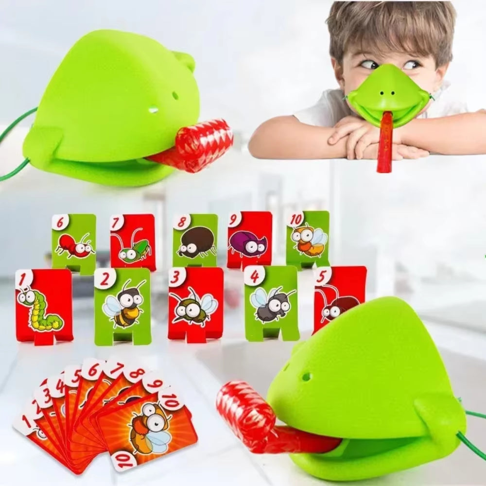 Funny Lizards Mask Toy Frog Tongue-Sticking Tiktok Same Two-Player Card Game Desktop Interactive Toys Parent-Child Party Games