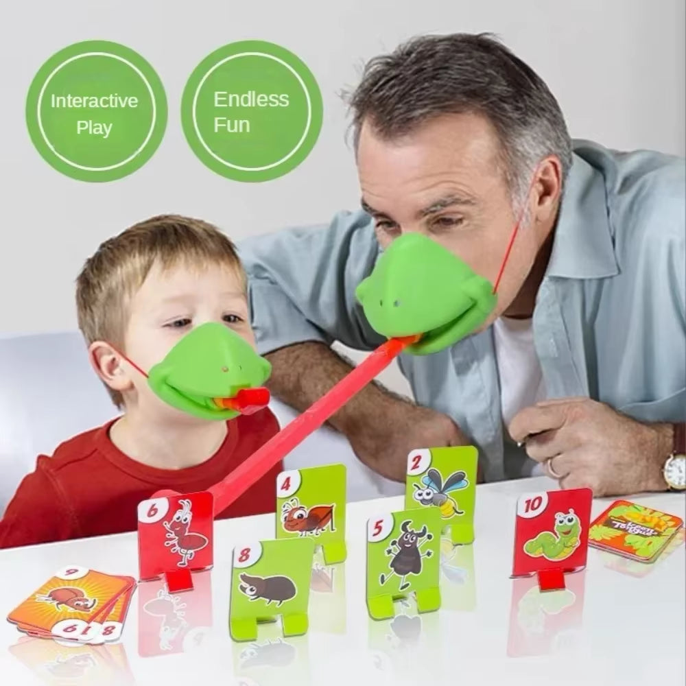 Funny Lizards Mask Toy Frog Tongue-Sticking Tiktok Same Two-Player Card Game Desktop Interactive Toys Parent-Child Party Games