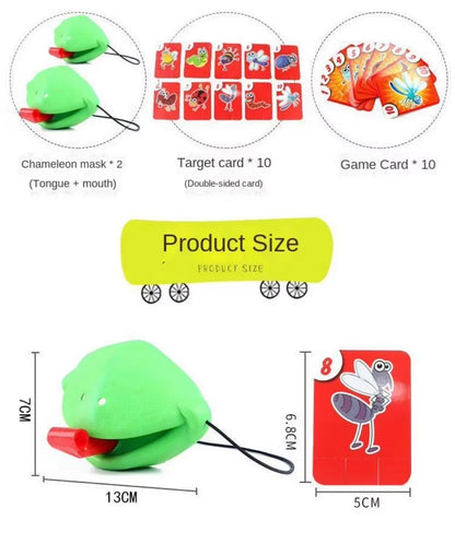 Funny Lizards Mask Toy Frog Tongue-Sticking Tiktok Same Two-Player Card Game Desktop Interactive Toys Parent-Child Party Games
